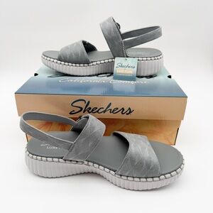 Skechers Wilshire BLVD Illusion of Love Foam Wedge Slingback Sandal Gray 11 NEW
